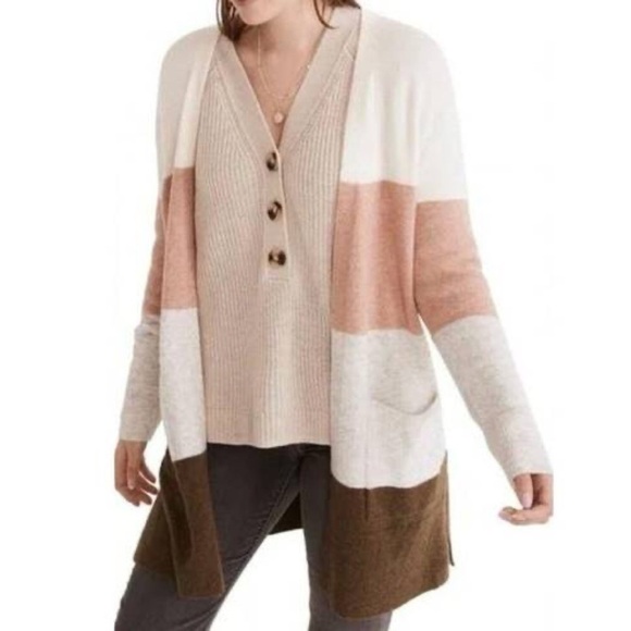 Madewell Kent Wool Blend Colorblock Cardigan - Picture 1 of 10